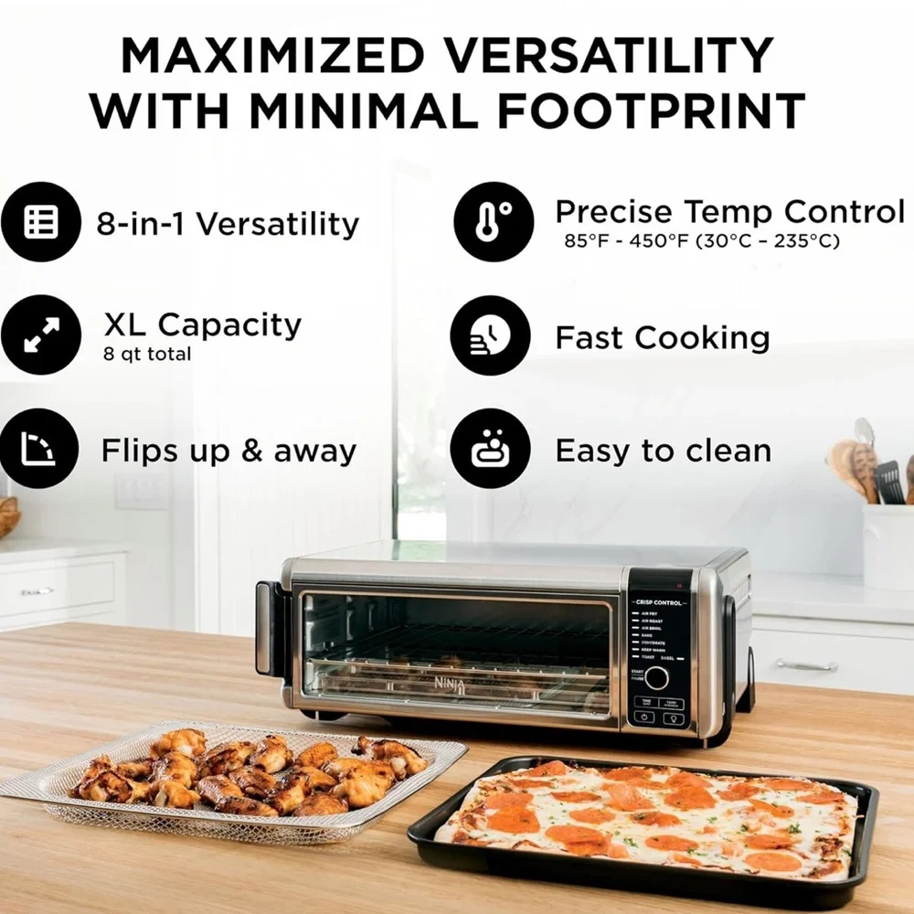 Ninja Digital Air Fryer & Toaster Oven 8-in-1 Flip-Up Stainless Steel Storage